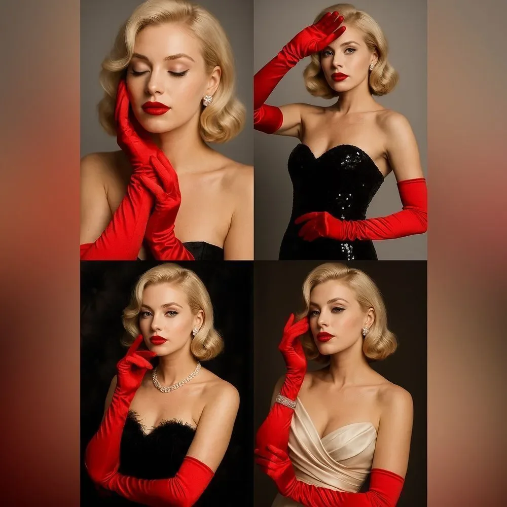 ❤️ Bold Red Satin Opera Gloves | Size 13-16 | Costume, Glam, Formal Wear ✨